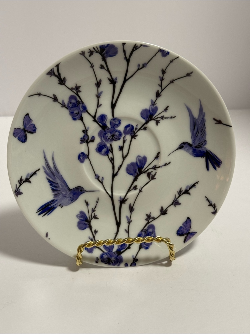 Kent Pottery Purple Hummingbird Butterfly Saucer Plate